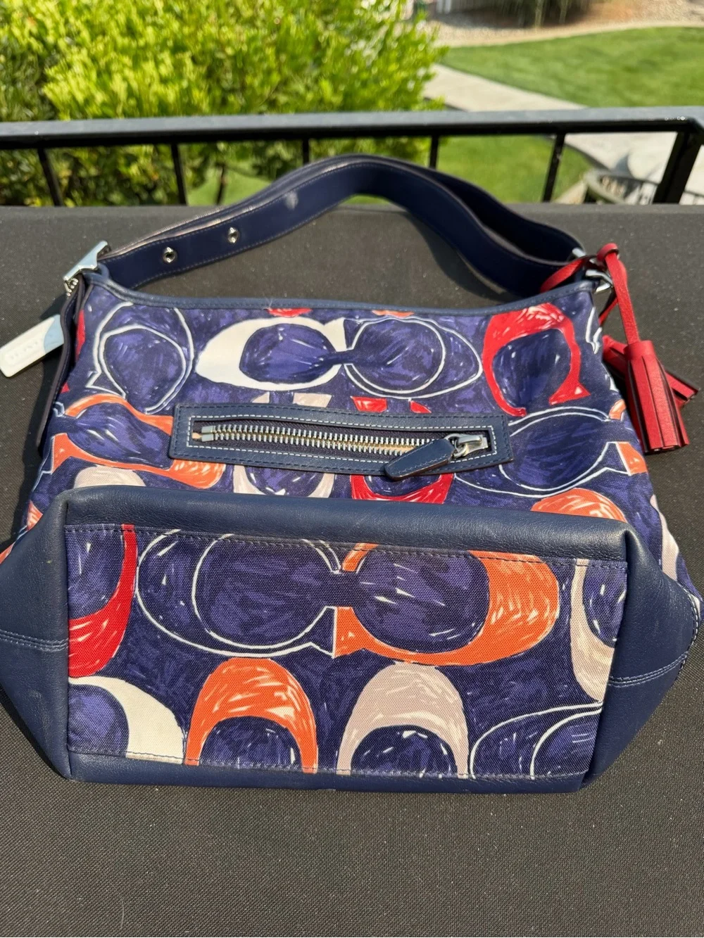 Coach Navy Multicolor Signature Canvas Shoulder Bag